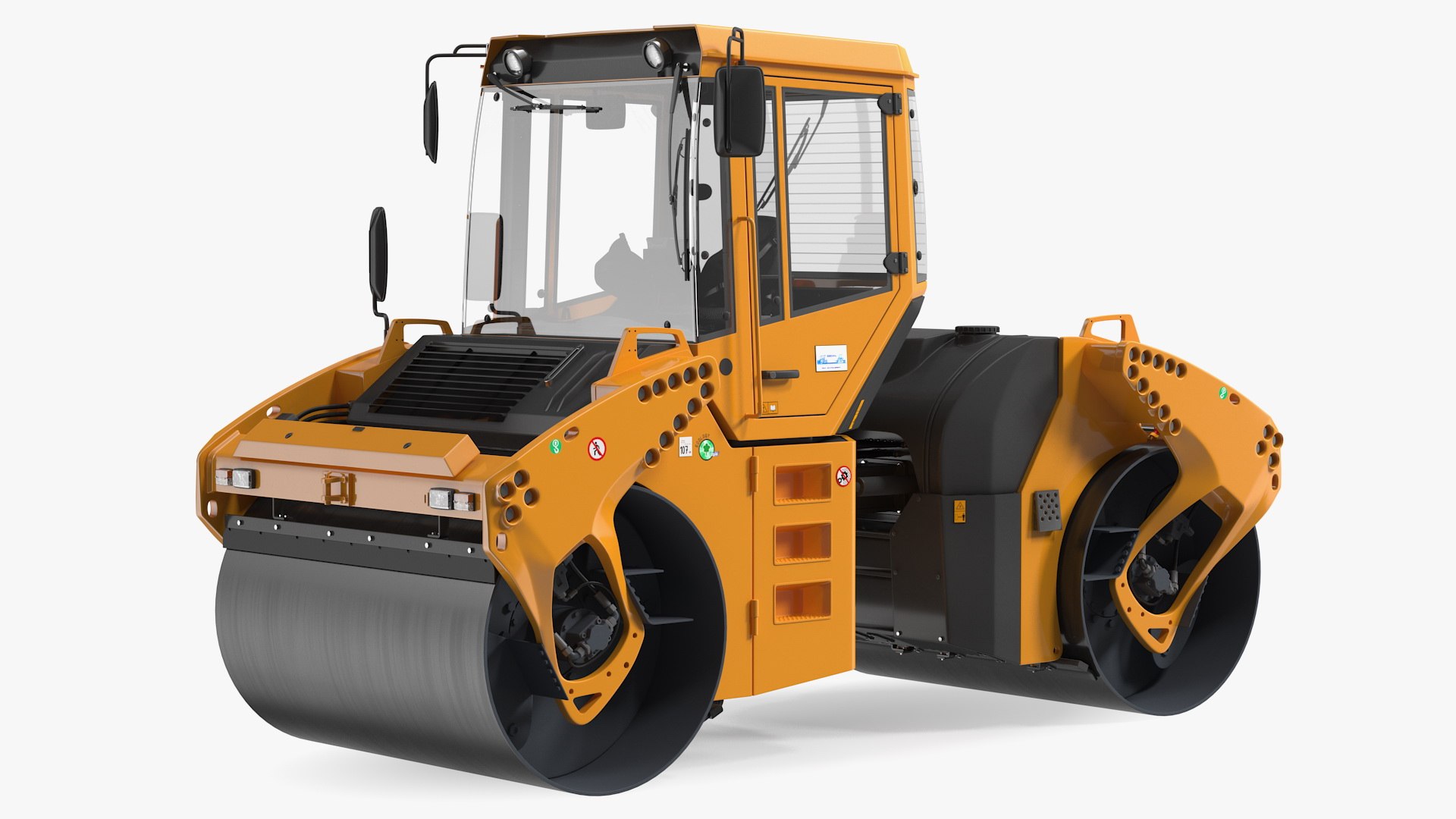 Articulated Tandem Vibratory Road Roller Rigged 3D model preview