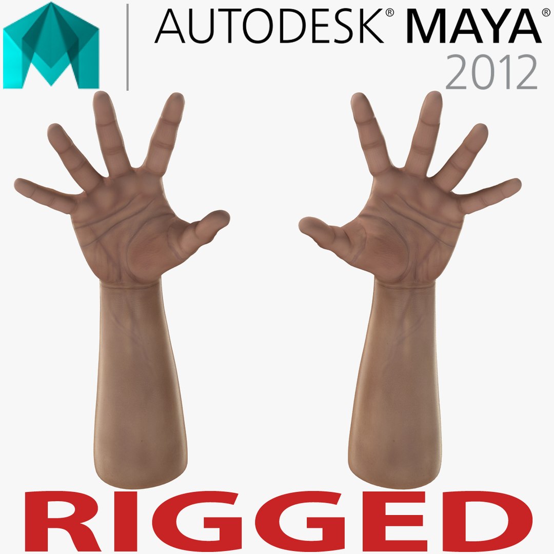 Man Hands Rigged for Maya 3D model preview