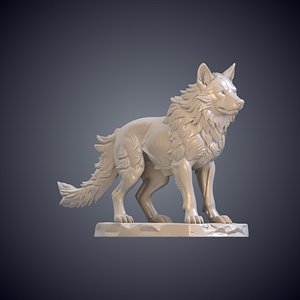 Detailed Wolf Statue 3D Print Model PM-01