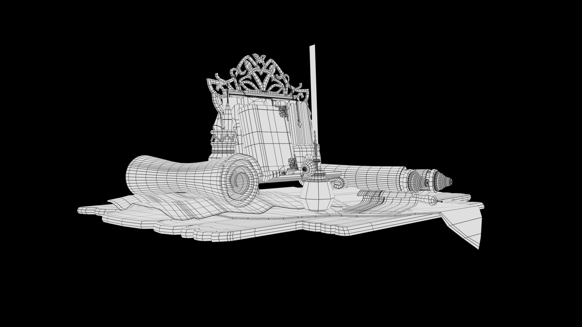 3D Stylized Writer Table With Accessories Model - TurboSquid 1845339