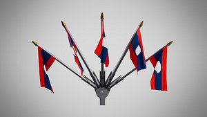 Wall Mount Flags 5 Of Laos 3D model