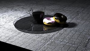 3D Tasty Bulky Donuts with fresh coffee