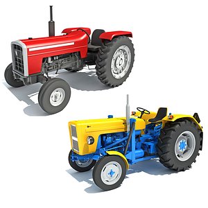 Old Vintage Farm Tractors 3D model