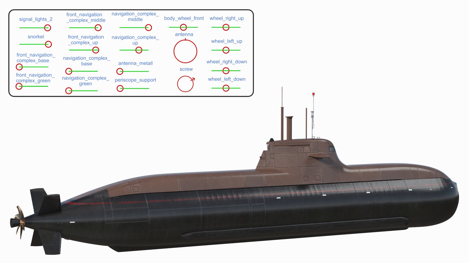 Compact Submarine HDW Class 212A Wet Rigged Model - TurboSquid 2063040