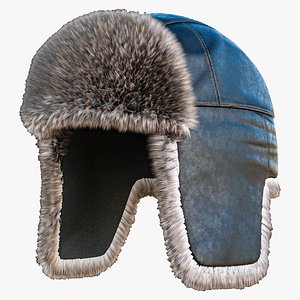 Trapper Hat Winter Fur Lowpoly Real Time model