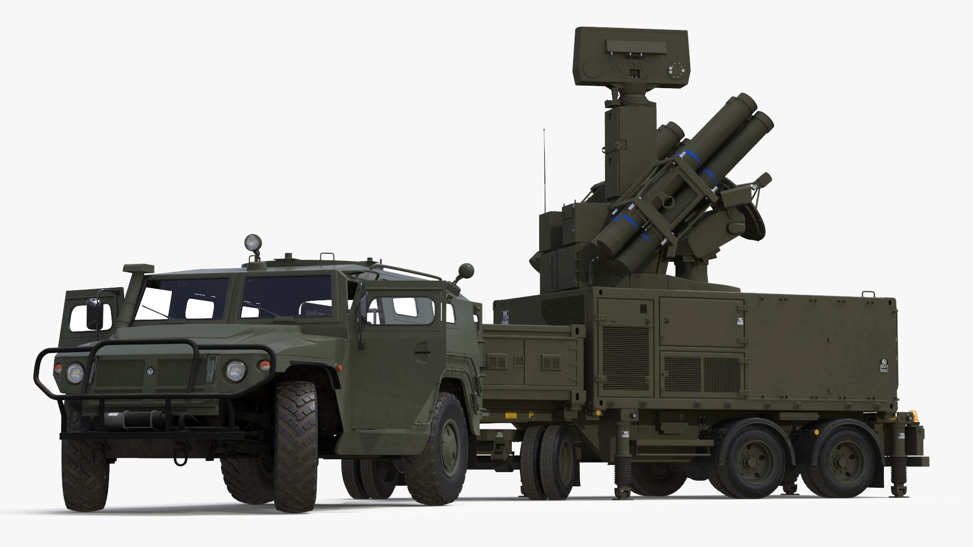 Military Truck with Missile System Crotale NG Rigged 3D model preview