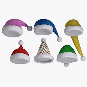 Stylized Santa and Holiday Hat Pack Low-poly 3D model