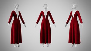 Dress 35 Crimson Velvet 3D model