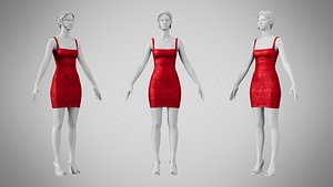 3D Dress 52 Ruby Velvet With Design model