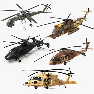 3D Sikorsky Military Rigged Helicopters Collection 4 model