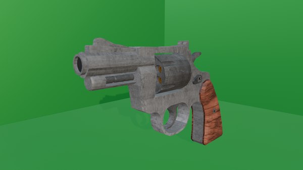 modelo 3d REVÓLVER DE PUNTA CORTA - LOW POLY - ESTILO RETRO PS1 ...