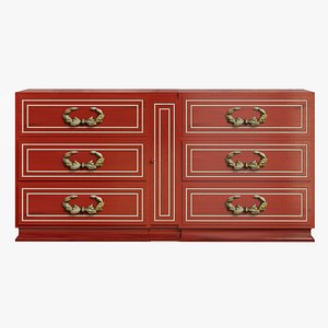 3D model Directoire-Style-Blood-Tomato-Red-Lacquer-Super-Heavy-Solid-Brass-Pulls-Dresser-2021-CoronaDirectoir