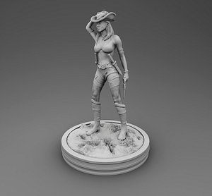 3D Young cowgirl model