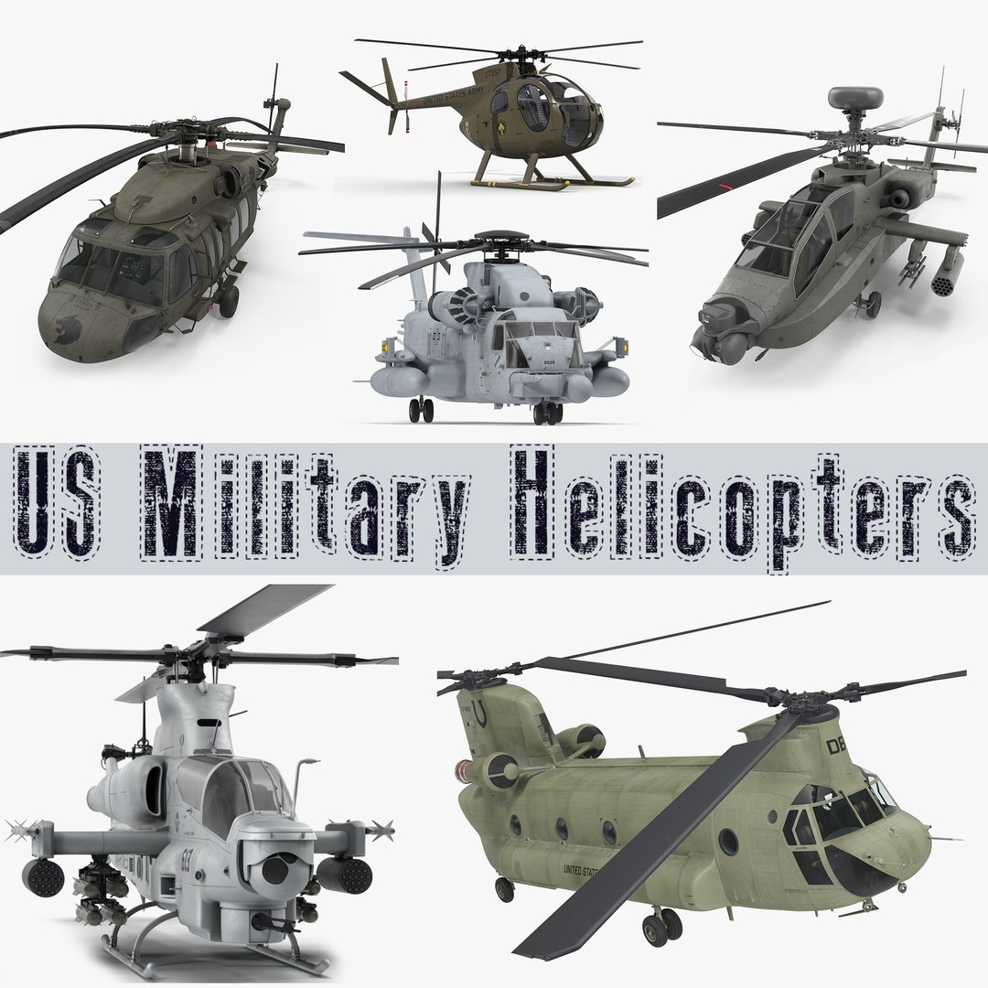 US Military Helicopters Collection 3D model preview