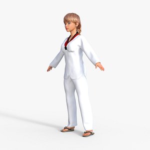 Karate Lady Rigged 3D
