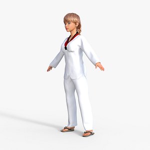3D Karate Lady Rigged