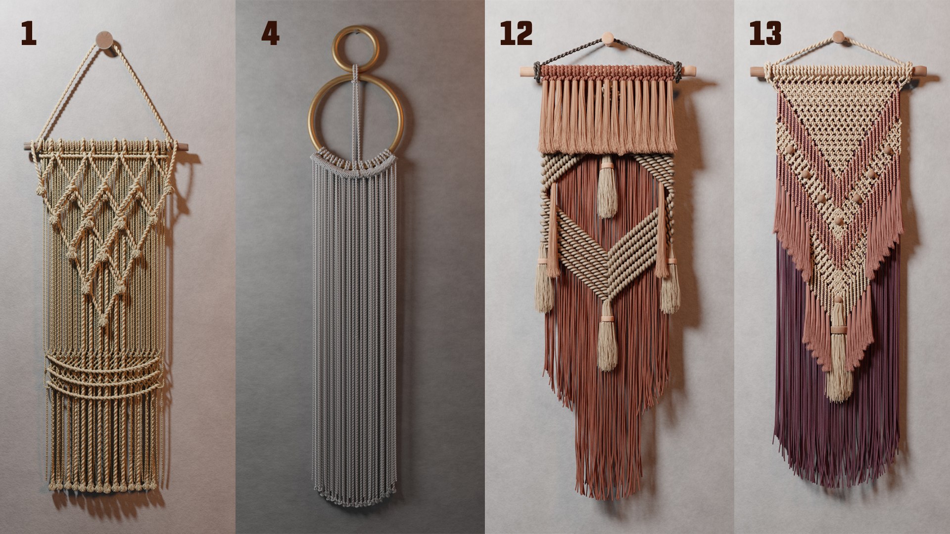 Macrame - Rope Wall Art - Interior Decoration - Geometry Node Based 3D ...