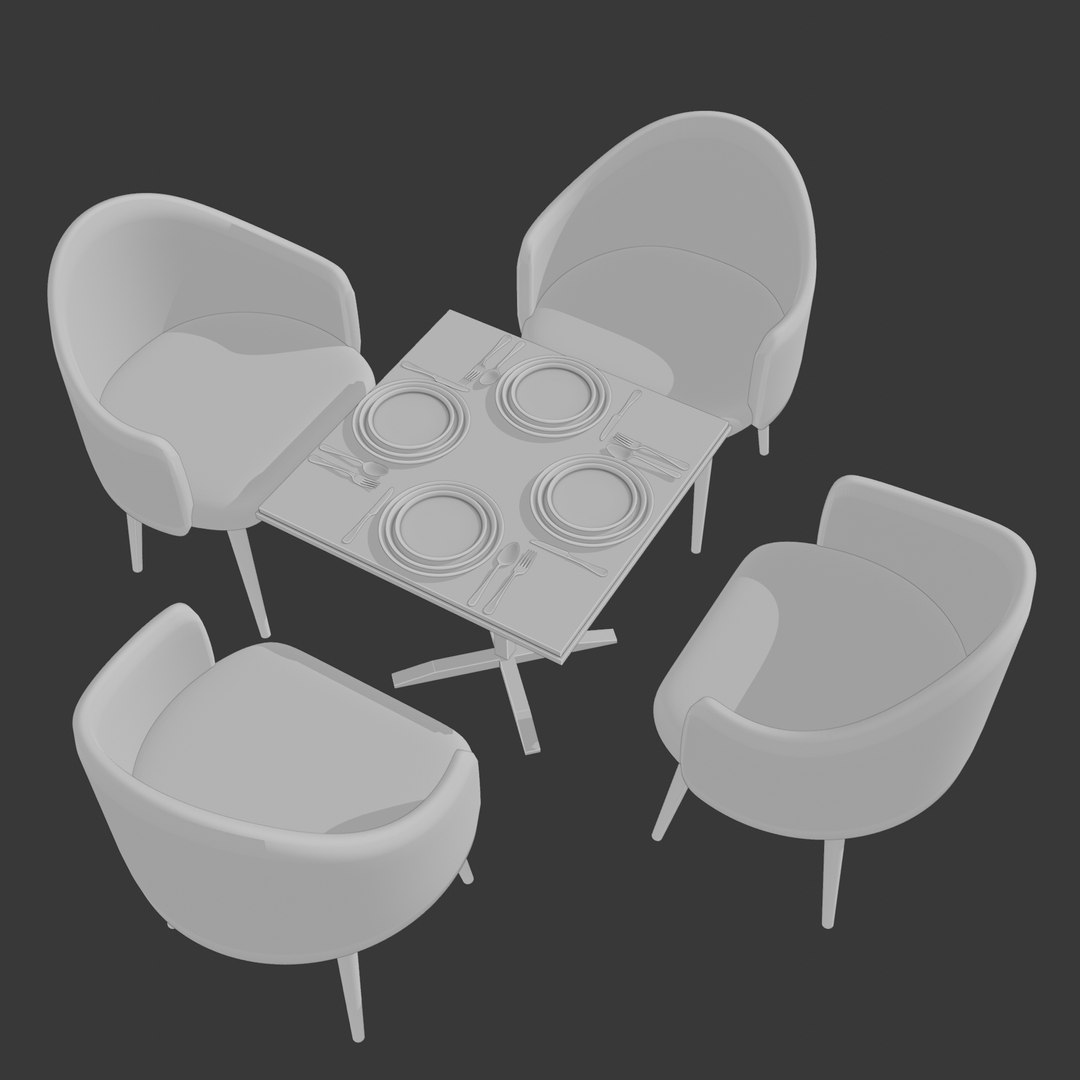 Dining Table Set 3D Model - TurboSquid 2268244