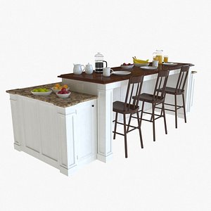 Kitchen Island with Bar 3D model