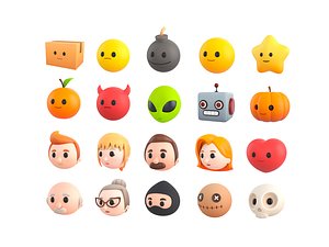 Pack016 Cartoon Head Pack 3D model