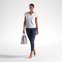 People Woman Elena 1083 Business Outfit Walking Low poly