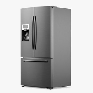 Family Size Fridge With Freezer Drawer Black 3D model