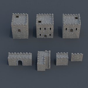 3D model Modular castle old medieval tower set