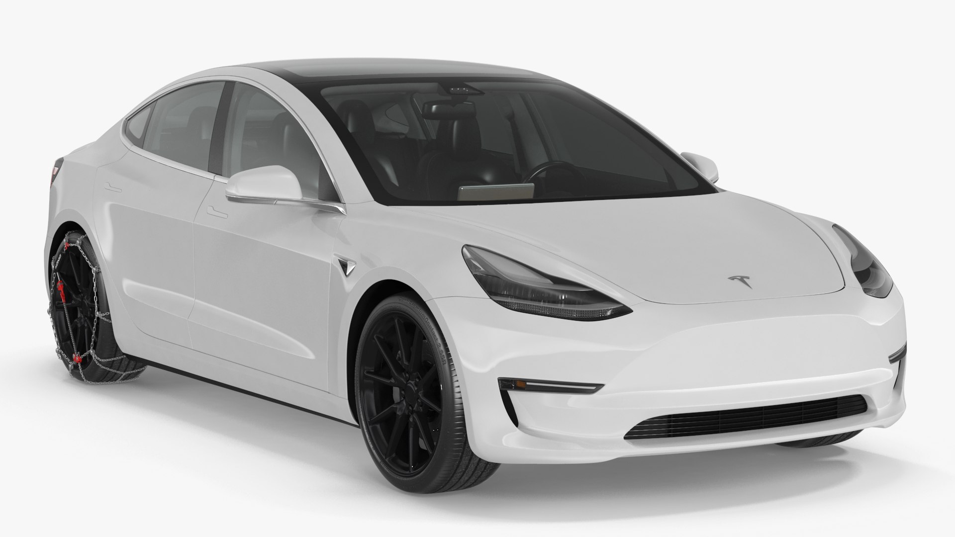 Snow Chains on Tesla Wheels 3D model preview