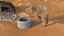 Campo nel deserto con cammello e tenda in pelliccia