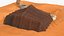 Campo nel deserto con cammello e tenda in pelliccia