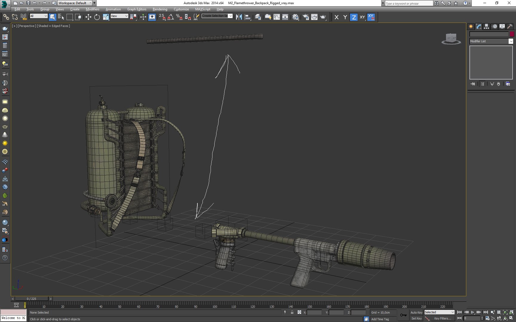 M2 Flamethrower Backpack Rigged 3D model preview