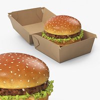 Beef Burger with Packaging Container