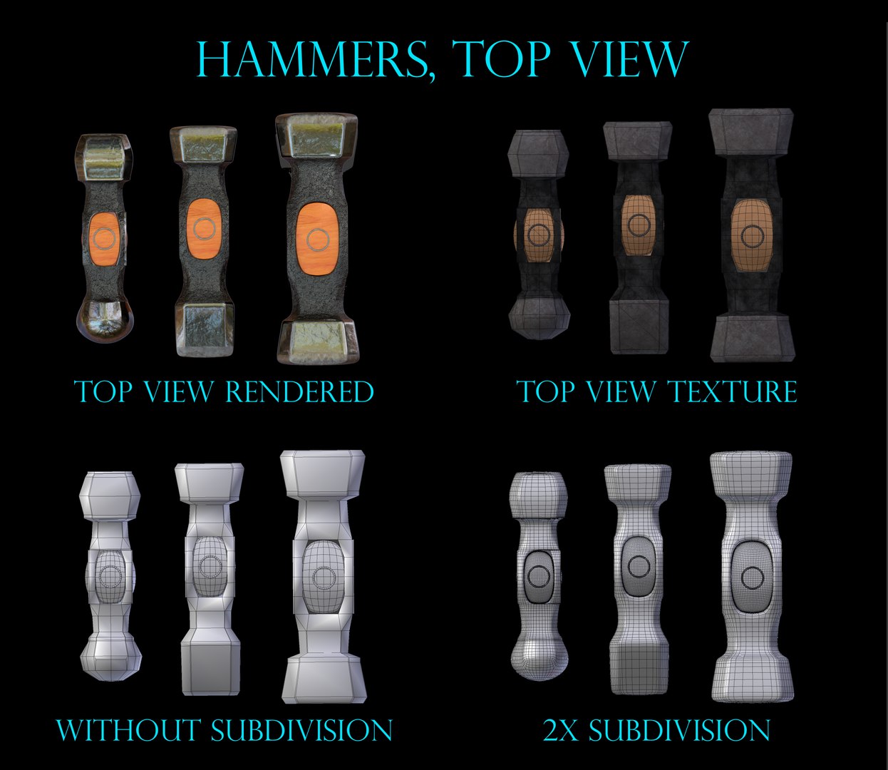 3D hammers forging https://p.turbosquid.com/ts-thumb/Wv/sVOfGU/brJ42O95/hammersovervieuw2/png/1589035896/1920x1080/fit_q87/e6c61865ee142c3d797a9cafa0fd672dc0095b4b/hammersovervieuw2.jpg