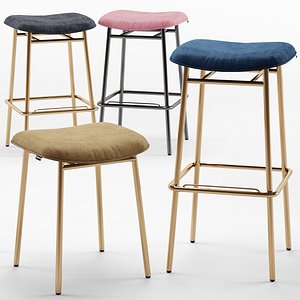 fifties backless bar stool 3D model