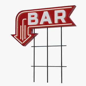 3D Neon Bar sign with angled down arrow model