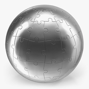 3D chrome globe puzzle model