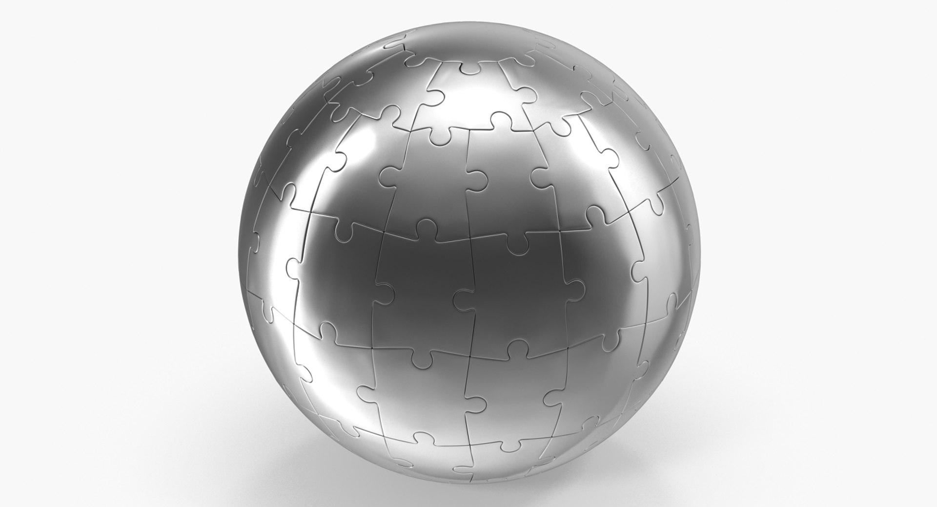 Chrome Globe Puzzle 3D Model 3D model preview
