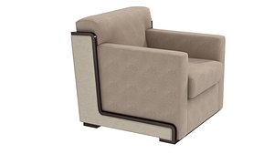 Chester Chair in beige upholstery with dark wood frame 3D model