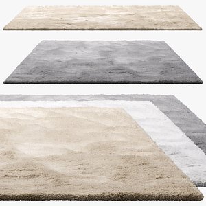 3D Benuta Dave Rectangular Fur Rug 3 colors model