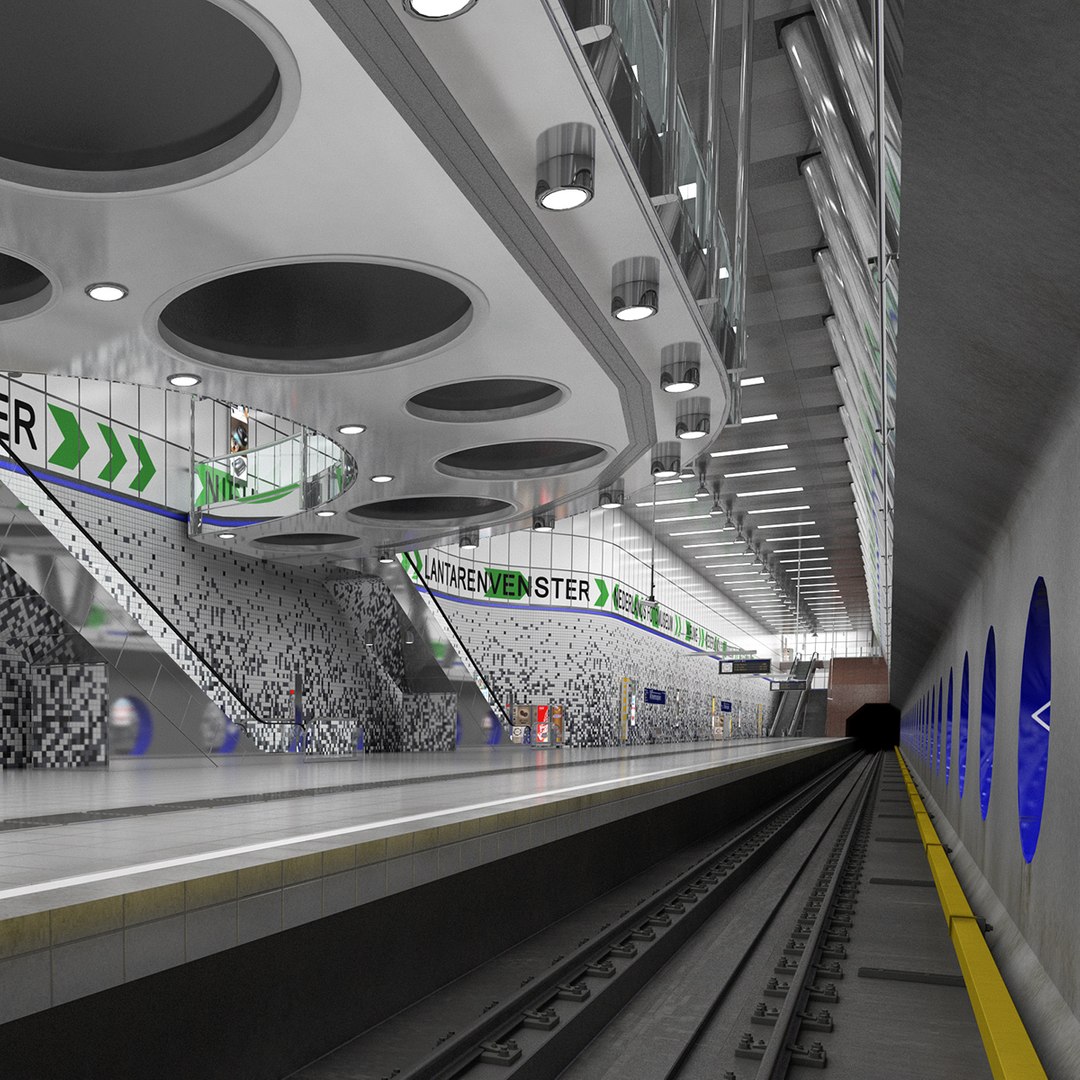 Wilhelminaplein Metro Station 3D model preview
