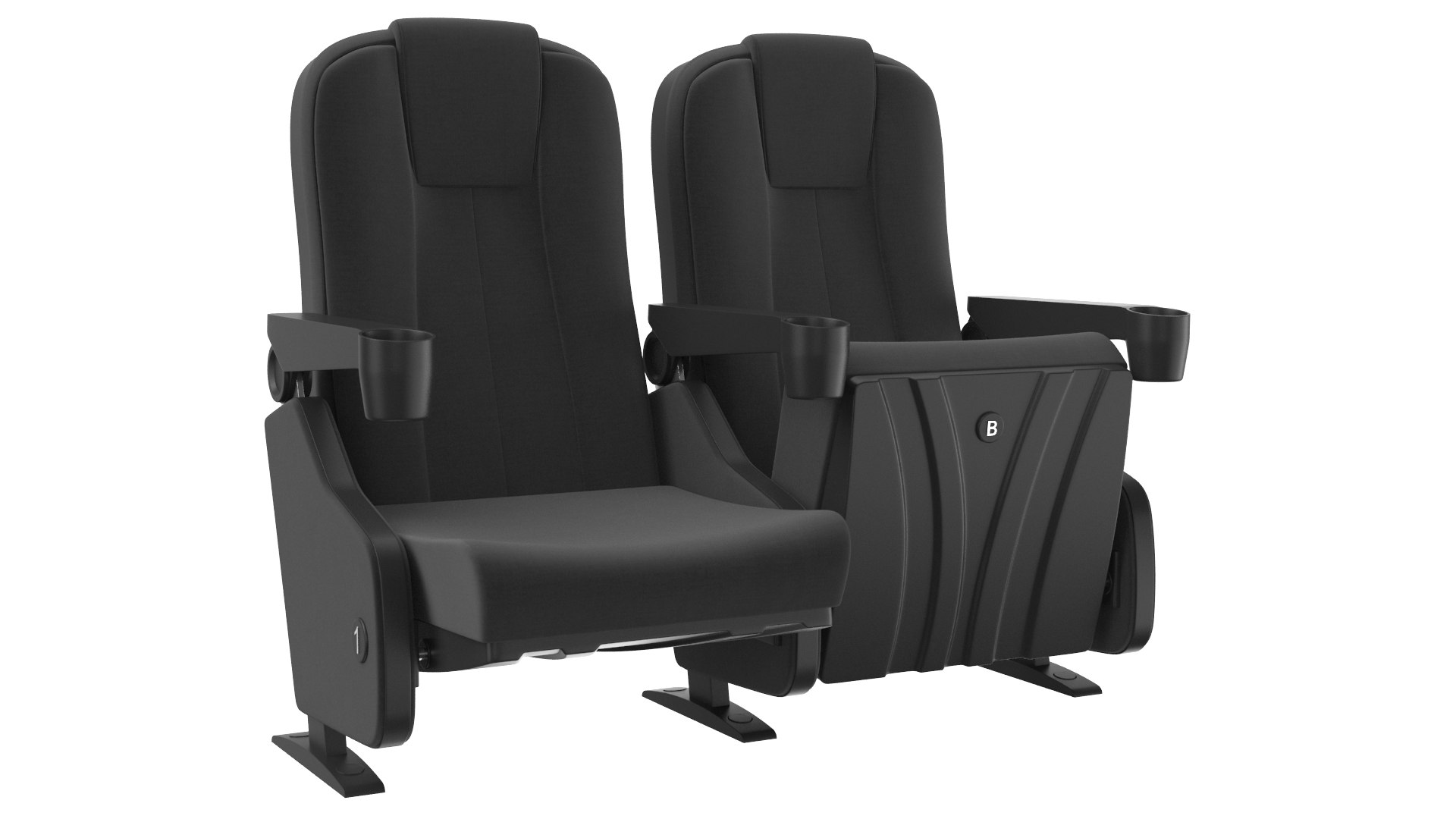 3D Detailed Black Theater Chair TurboSquid 2065253