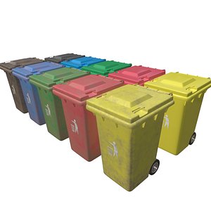 Plastic Waste Bin Rigged 3D Model