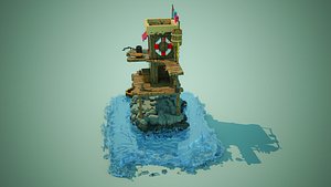 Voxel Fishing Tower model
