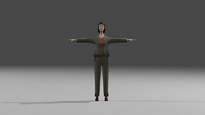 3D model Skinny Businesswoman Low-poly 3D model