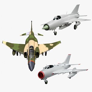 3d model f-4 phantom mig-21 mig-19