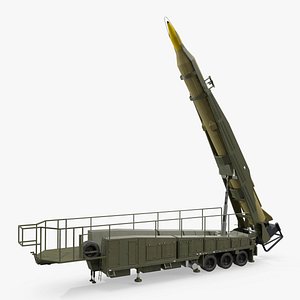3D model Strategic Missile Launch Trailer Rigged for Maya