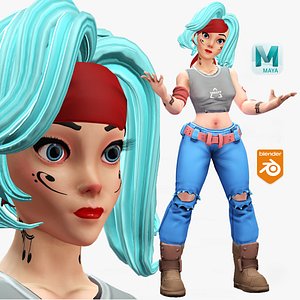 Cartoon Rigged Hip Hop Dancer Girl-Lucy Character 3D Model