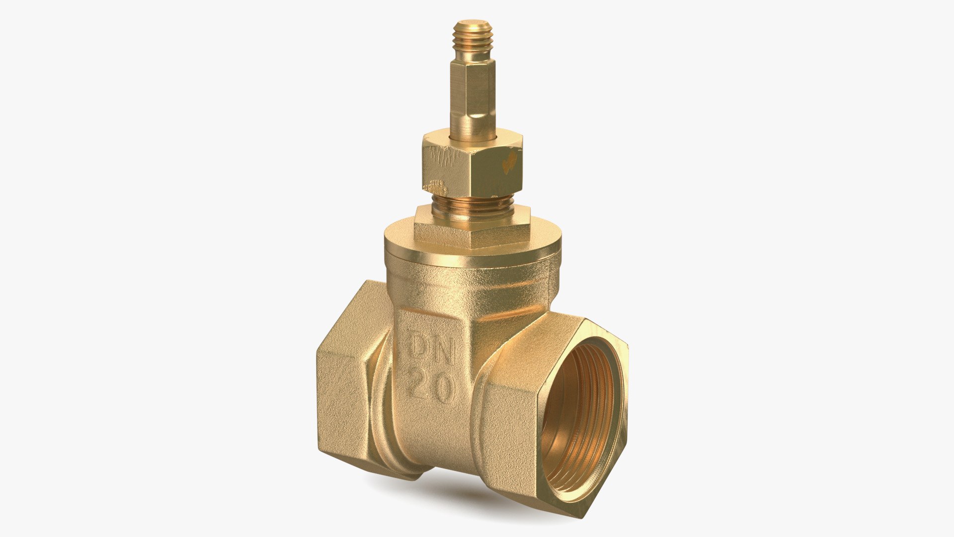 Brass Gate Valve 3D model preview