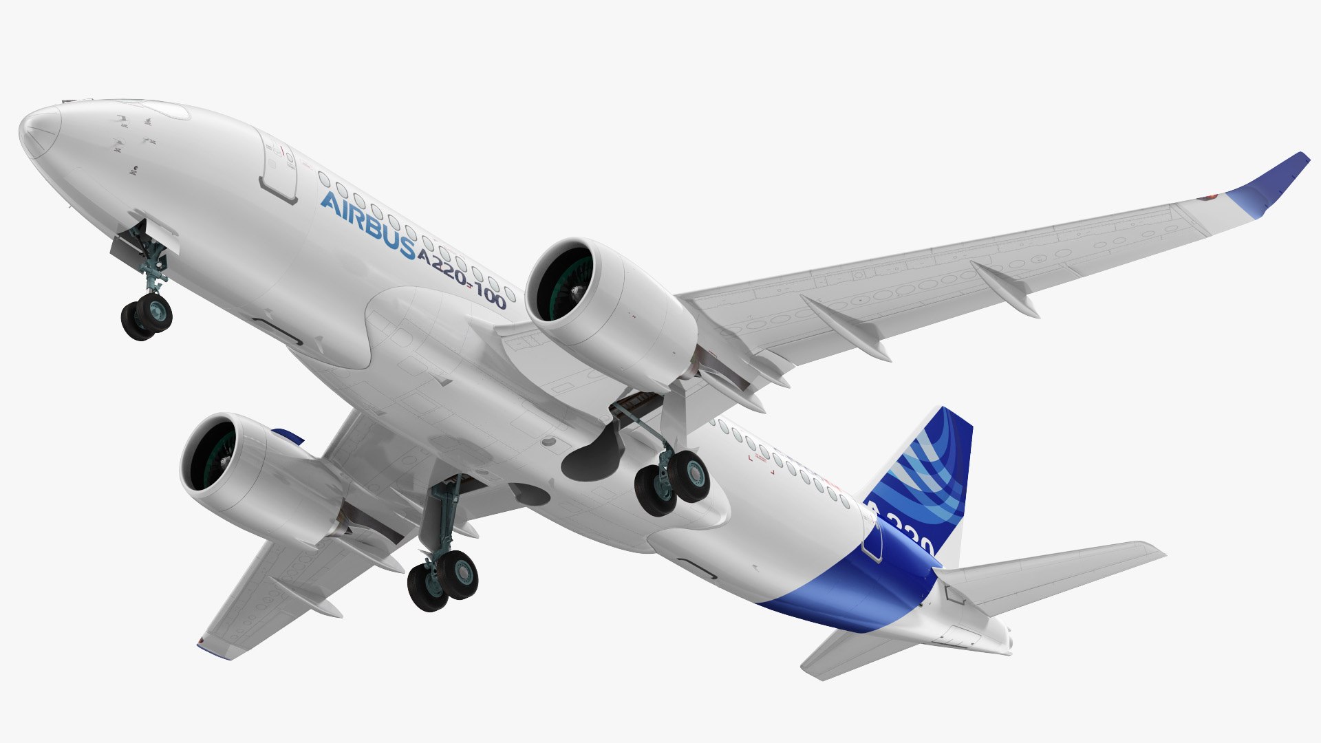 Airbus A220 100 Simple Interior 3D model preview