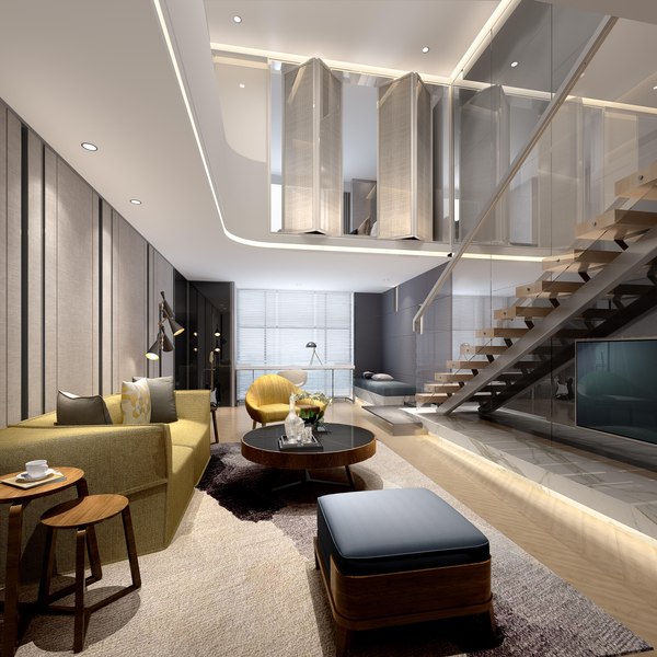 3D 60- Modern duplex living room - TurboSquid 2026414